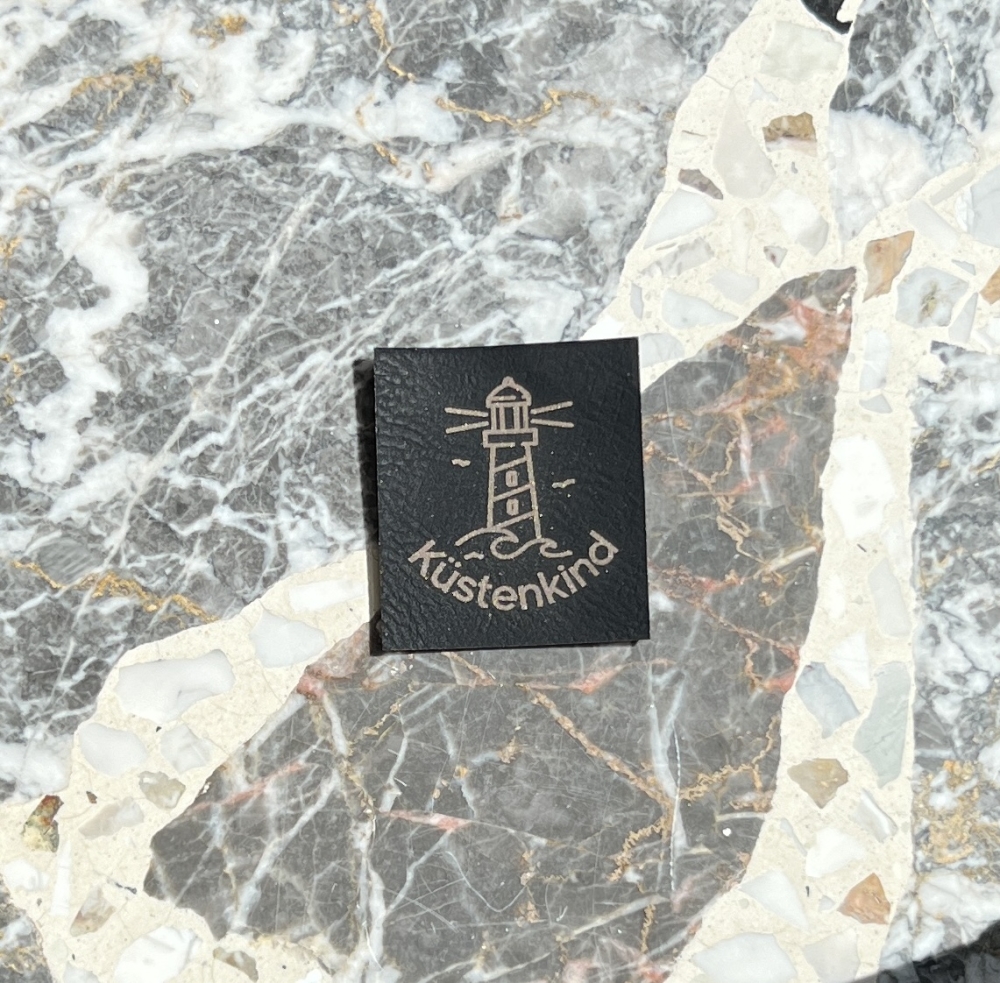 Kunstlederlabel Schwarz - Gold Küstenkind